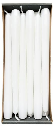 Nordring 12 Stück Spitzkerzen 2,3 cm x 25 cm hoch Weiss – RAL-zertifiziert, tropffrei & raucharm, ca. 8 Std. Brenndauer – Tischdeko & Kerzenleuchter