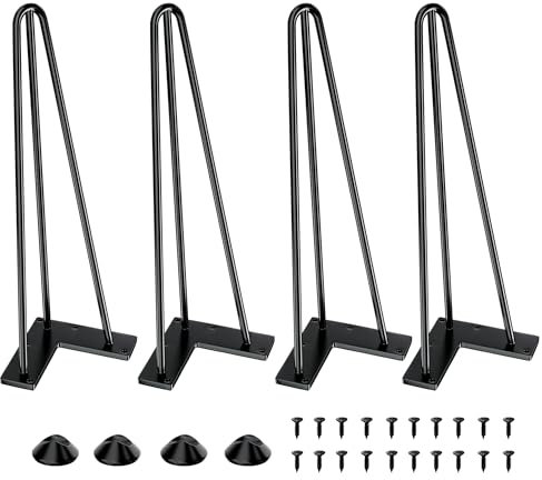 SANKEYTEW **cm tischbeine Metall, 4er Set haarnadel tischbeine,füße für möbel couchtisch Beine tischbeine esstisch,mit Bodenschoner und Schrauben Verfügbar (20cm 3 Rod)