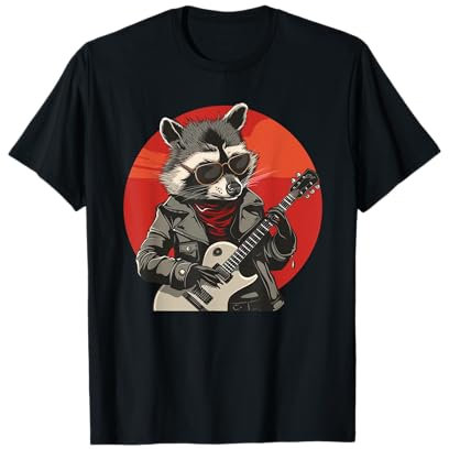 Divertente procione con chitarra elettrica Costume per uomo e donna Maglietta