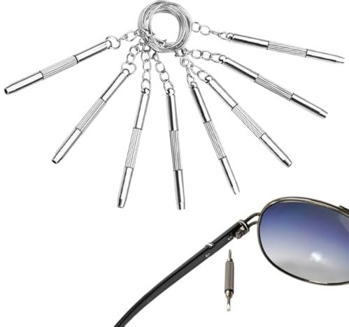8 Piezas Destornillador para Gafas, Llavero Mini Destornillador 3 en 1, Portátil Destornillador Llavero, Herramienta de Mini Destornillador para Gafas, para Gafas, Gafas de Sol, Relojes, Joyas
