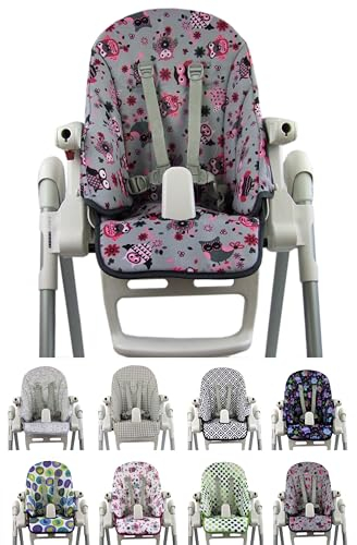 Ersatzbezug Sitzkissen [Bezug für Hochstuhl] kompatibel mit Peg Perego Prima Pappa ZERO3 & SIESTA (Eule 12)