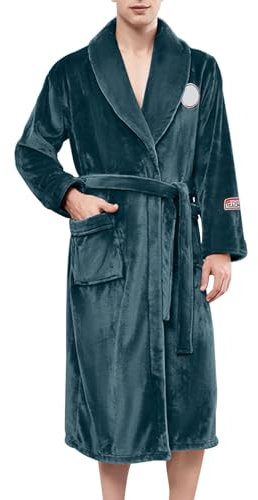 Accappatoio da viaggio in pile di flanella, da uomo, invernale, accappatoio kimono, vestaglia da sauna, da uomo, da notte, verde, XXXL