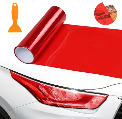 Scheibentönungsfolie Auto 120 * 30cm Scheinwerfer Folie Wasserdicht Auto Scheinwerfer Folie Tönungsfolie Nebelscheinwerfer Tint Film für Car Rear Lights Fog Lights Headlight Film (Rot)