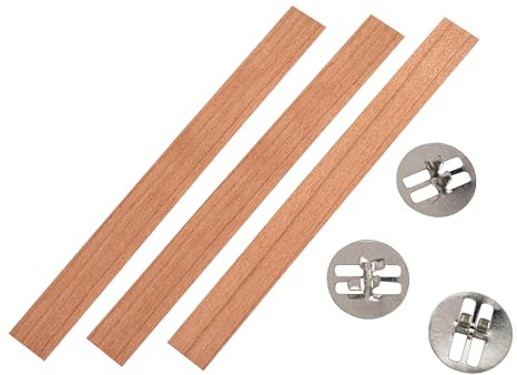 VBS Holzdochte mit Halter 13 cm 3 Stk. 6 Teile Docht Breite 1.5 cm Länge 13 cm Holz Ganzjährig geeignet für Kerzenherstellung