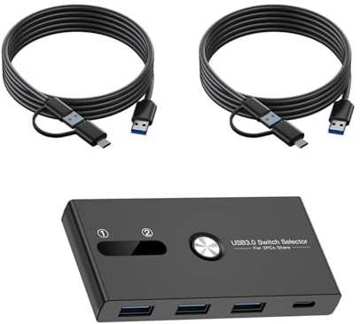 Iuhtrb Conmutador USB C Y USB3.0 Eficiente para Administrar Múltiples Dispositivos En Computadoras Sin Problemas Cable