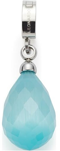 JEWELS BY LEONARDO Anhänger Clip & Mix Lizzy • Ketten-Anhänger aus silberfarbenem Edelstahl • pastellblaues Catseye • Schmuck Geschenk für Frauen • 024969