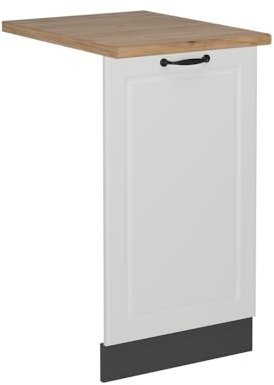 Vicco Panel Frontal del lavavajillas R-Line, Blanco casa de Campo, 45 cm, ET Roble