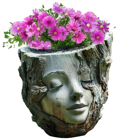 YNPQTDS Maceta de Cara de Mujer, Maceta con Cabeza de Maceta, Bonito jarrón de Resina, decoración de Escritorio, Maceta para Interiores y Exteriores, Maceta para jardín, Patio, hogar