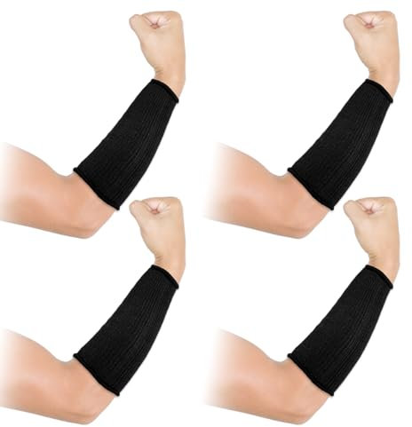 Lnngub 2 Paar/4 Stück Schnittfeste Ärmel, 22 cm Langer Unterarmschutz Stufe 5 Schnittfeste Armschützer Unisex zum Kochen, Gartenarbeit, Schweißen, Bogenschießen, Schnitzen (Schwarz, Elasthan + Nylon)