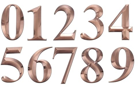 sourcing map 10 numeri civici per esterni, 12,7 cm, 0-9, autoadesivi per cassetta postale 3D, adesivi per porta per appartamenti, uffici, camere d'albergo, color bronzo