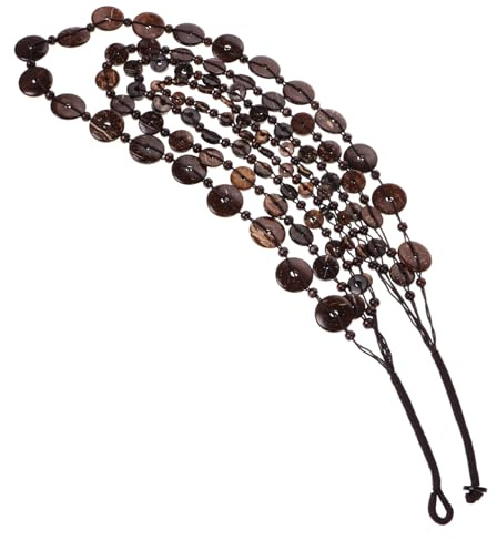 OUNONA Collier en Bois Vintage Fait Main Long Collier de Perles Marron Parure de Bijoux pour Femmes Accessoire de Plage