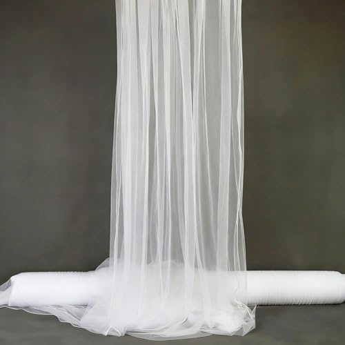 Tüll Stoff für Hochzeit Vorhang,Querbehang Hochzeitsbogen,160 x 500cm Hochzeitsdeko Gardinen Deko Schals,Tüllstoff zum Nähen Meterware,Kostümstoff,Dekostoff für Fotografie,Party,Zeremonie,Weiß