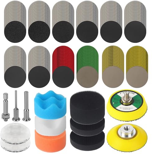 193 Stück Polieraufsatz Akkuschrauber, 50mm Schleifscheiben Nassschleifpapier,2 Zoll Schleif- und Polierset, (60-10000 Körnung) Nassschleifpapier & Polierscheiben,zum Schleifen,Polieren