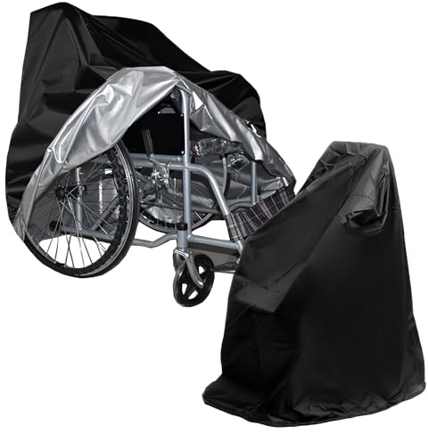 TOATELU Wasserdichte Rollstuhl-Abdeckung: Oxford-Gewebe Rollator-Schutzhülle, Staubdicht Rollstuhl-Abdeckung, Wasserdichte Schutzhülle für Rollstuhlfahrradroller für Innen und Außenbereich (Schwarz)