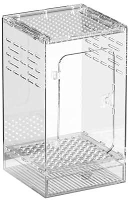 Acrylic Spider Habitat - Clear Ventilated Terrarium Box | Portable Reptile Enclosure for Beetles Crickets Turtles Frogs Snails Scorpions Geckos Lizards and Other Small Animals