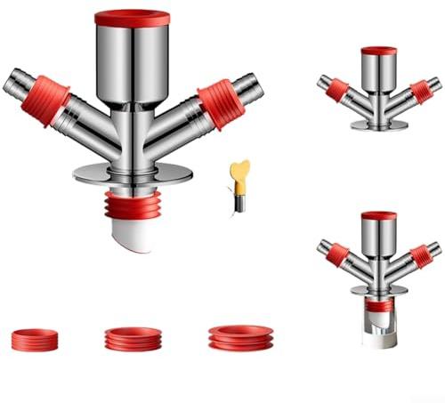 Entgoinggo Divisor de residuos de lavadora, doble conector de tubería de residuos divisor en Y para lavadora y fregadero, diseño sellado antiolor (E)