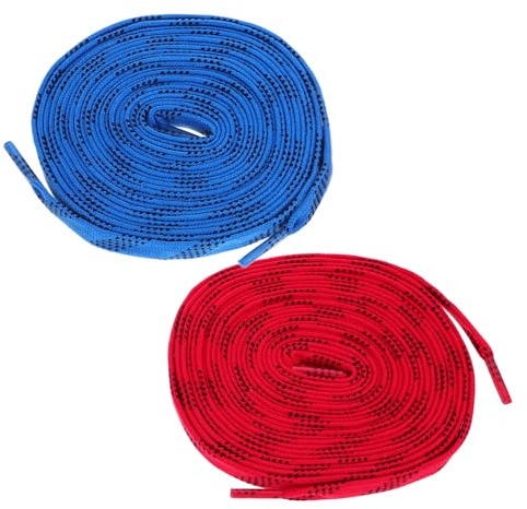 Parliky 2 Paare Flache Robuste Eishockey schnürsenkel Rot und Blau für Schlittschuhe Rollschuhe und Sportschuhe Modische Langlebige Schnürbänder für Eiskunstlauf und Hockey