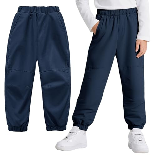 Hoseay Jungen Mädchen Wanderhose Wasserdicht Winddicht Gr.122-164 | Trekkinghose, Atmungsaktiv Mesh Futter, Jogginghose, Elastischer Bund, mit Taschen, Outdoor Hose für Kinder, Frühling Herbst