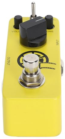 Dilwe Vintage-Dual-Mode-Overdrive-Pedal für E-Gitarre, True-Bypass-Schalter, Blues-Boost-Klangregelung, für Gitarristen und Musiker, Gelbes Metallgehäuse