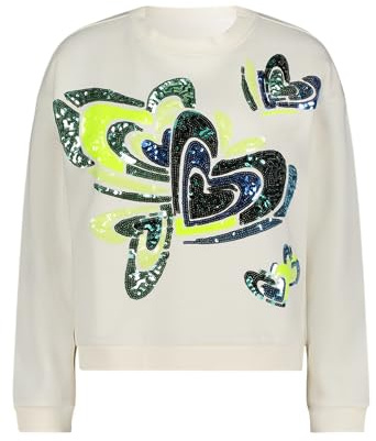 Cartoon Damen Sweatshirt mit Rippbündchen 36, Patch Cream/Green