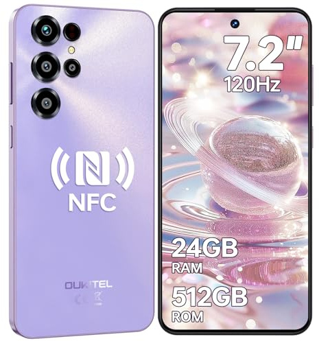 OUKITEL C68 Smartphone Ohne Vertrag, 7,2 Zoll 120Hz Display, 24GB RAM+512GB ROM Handy Ohne Vertrag, 6000mAh, Android 15 Simlockfreie Handys, 64MP Smartphone, Dual SIM 4G/NFC/GPS/Face ID/Fingerabdruck