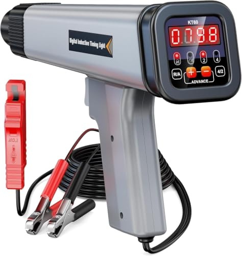 KZYEE KT60 Stroboskoplampe Zündung mit Advance & RPM & 2/4 Takt-Grau | 12V Zündlichtpistole LED-Digitalanzeige Blitzpistole einstellbar Zündzeitpunktpistole Timing Light für Auto LKW Motorrad