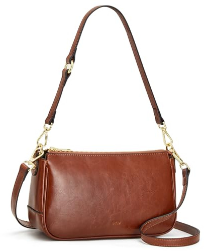 Kattee Handtasche Damen Klein, Umhängetasche Damen aus Echtem Leder, Crossbody Bag Damen, Retro Mini Hobo Bag für Dating Party Einkaufe