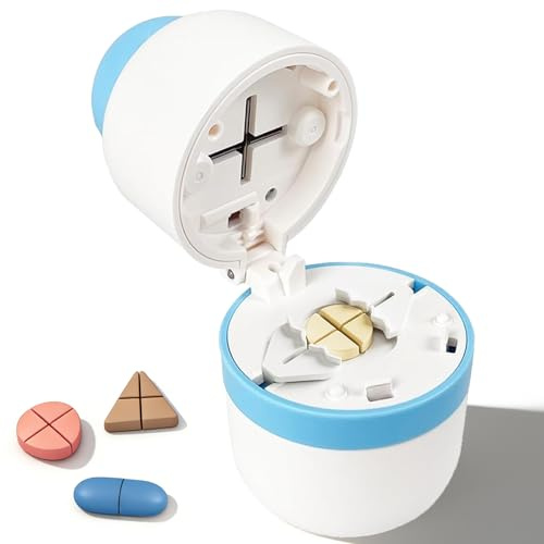 Pill Cutter, Pill Splitter for Small and Tiny Pills, 1/2, 1/4 Accurate and Easy Cutting, Stainless Steel Blade Pill Tablet Cutter with Free Brush and Pill Storage Case