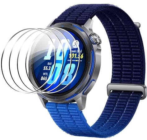 Rojeuinn Protector de Pantalla para Huawei Watch GT Runner 2, 4 Piezas Cristal Vidrio Templado con Herramienta de Fácil Instalación, Sin Burbujas, Anti-Arañazos, HD, Antihuellas, Resistente al Agua