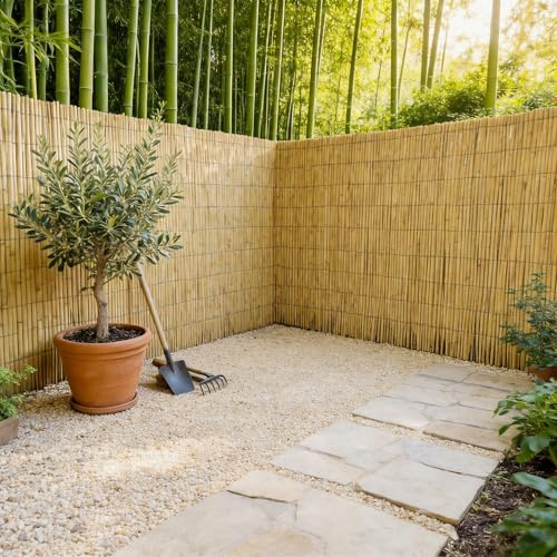 PEILU 200x300cm Schilfmatten, Natur Schilf Sichtschutz Zaun mit Kabelbinders, 2-in-1 Windschutz & Sonnenschutz Schilfrohrmatte, Dekorative Gartensichtschutz für Balkon, Terrasse, Garten
