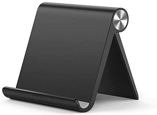 Techsuit Handyhalter für Schreibtisch, Faltbar, Verstellbarer Winkel, rutschfeste Silikonpolster, Kompakt Leicht, ABS Material, für Handy Tablet, Universal, Schwarz
