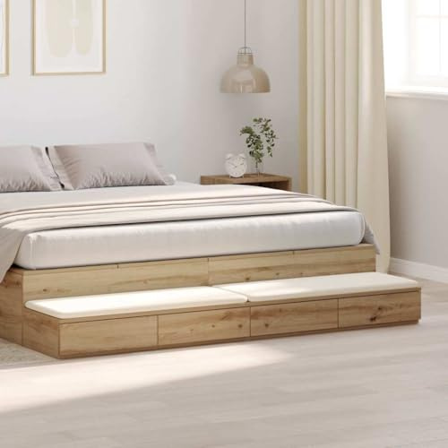 Vortrek Bettschubladen Artisan-Eiche 180 x 36,5 x 16,5 cm Holzwerkstoff mit 4 Schubladen, Stauraum, Sitzgelegenheit und vielseitiger Nutzung für Schlafzimmer, Wohnzimmer, Kinderzimmer