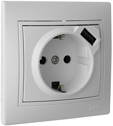 Solera ERP60USB-U Base de Enchufe, 50 W, 250 V, Blanco