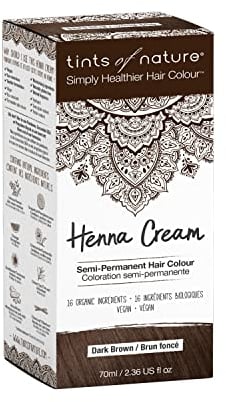 Tints of Nature, Tinte semipermanente de cabello en crema con henna - Marrón oscuro, 95% natural, vegano y libre de crueldad animal, 1 paquete