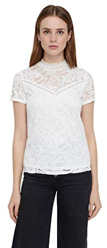 VILA CLOTHES Damen VISTASIA S/S LACE TOP - NOOS Top,, per pack Weiß (Cloud Dancer Cloud Dancer), 42 (Herstellergröße: XL)