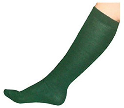 Prime Products 3 X Pairs of Girls Plain Knee High Cotton Rich School Socks Back to School Uniform Socks (Green, Shoe Size 4-6.5 (11+ YRS))