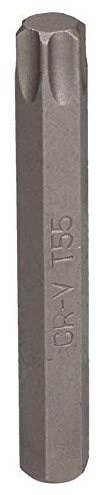 AB Tools T55 Torx Star Bit 75mm Length 10mm Shank Chrome Vanadium Hardened Tip Cr-V