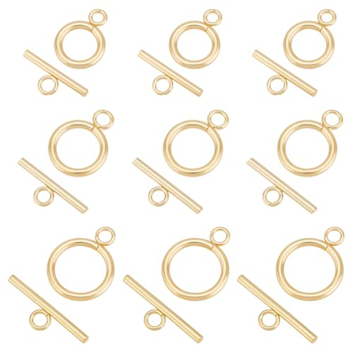 Pandahall 15 Sätze 304 Edelstahl Knebelverschlüsse 3 Größen Runde Toggle Clasps Connectors Armband T Verschlüsse Ketten Tbar Verschlüsse Für Halsketten Armband Schmuckherstellung, Golden