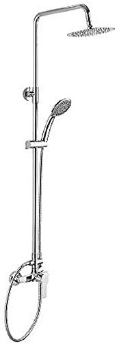 Ibergrif Star, Sistema Columna de Ducha con Reciador, Alcachofa, Manguera, Barra Ajustable y Soporte, Cromo