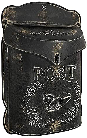 Briefkasten Post Zink schwarz Postkasten mit Brieftaube Vintage Landhausstil