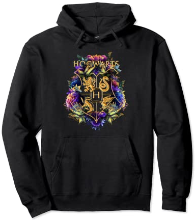 Harry Potter Hogwarts Multi-Colored Floral Crest, V-Ausschnitt, Pullover Hoodie, Langarm