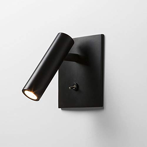 RCYF LED Chambre lampe de chevet Hôtel encastré Ingénierie liseuse, tête de lit Hôtel moderne Focused lampe d'éclairage Accent, 3W Night Lights Sconces Mur réglable Spotlight (Color : Matte black)