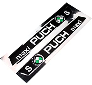 Set Aufkleber Links und rechts 26cm x 2,7cm schwarz Silber grün für Mofa Puch Maxi-S