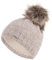 Faera weiche Wintermütze Mütze Damen warm gefüttert Kunstfell Bommel-Mütze Fleecefutter Winter Strickmütze Beanie Mädchen 65, Farbe:Beige