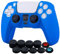 YoRHa Silikon Hülle Skin Case für PS5 Controller (Blau) x 1 mit Aufsätze Kappen x 10