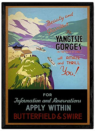 Nacnic Vintage Poster Yangtsze. Blätter für Interieur mit klassischen und antiken Werbebildern zu dekorieren. Gemälde Retro-Dekor. A3
