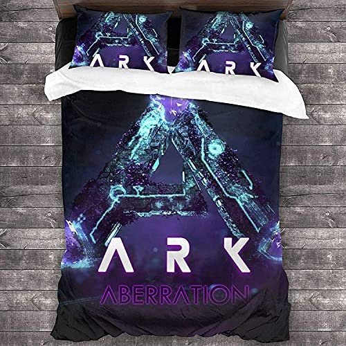 NICHIYOBI ARK: Survival Evolved Bettbezug Bettwäsche Set - Bettbezug und Kissenbezug,Mikrofaser,3D Digital Print dreiteiliger Bettwäsche (27,Single 135x200cm+80 * 80cm)