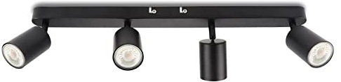 Lámpara de techo LED de 4 spots, giratoria e inclinable foco de techo spot de pared GU10 (sin fuente de luz) retro/vintage lámpara de techo 230V negro para salón dormitorios cocinas