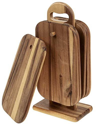 SIDCO Brettchenständer Akazie Frühstücksbrettchen + Ständer Brettchen mit Halterung