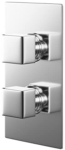 Wholesale Domestic Cubix Polished Chrome Concealed Twin Thermostatic Shower Valve - 1 Outlet